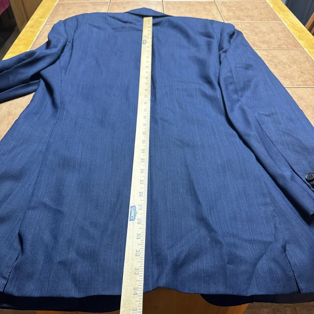 Ermenegildo Zegna Su Misura 3 Button Jacket Blazer Sz‎ 44XL Blue Wool Sport Coat